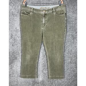 Eddie Bauer Curvy Cropped Capri Corduroy Pants Womens Size 16 Tall Green Pockets